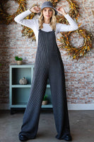 Chestnut Solid Ribbed Overall Jumpsuit