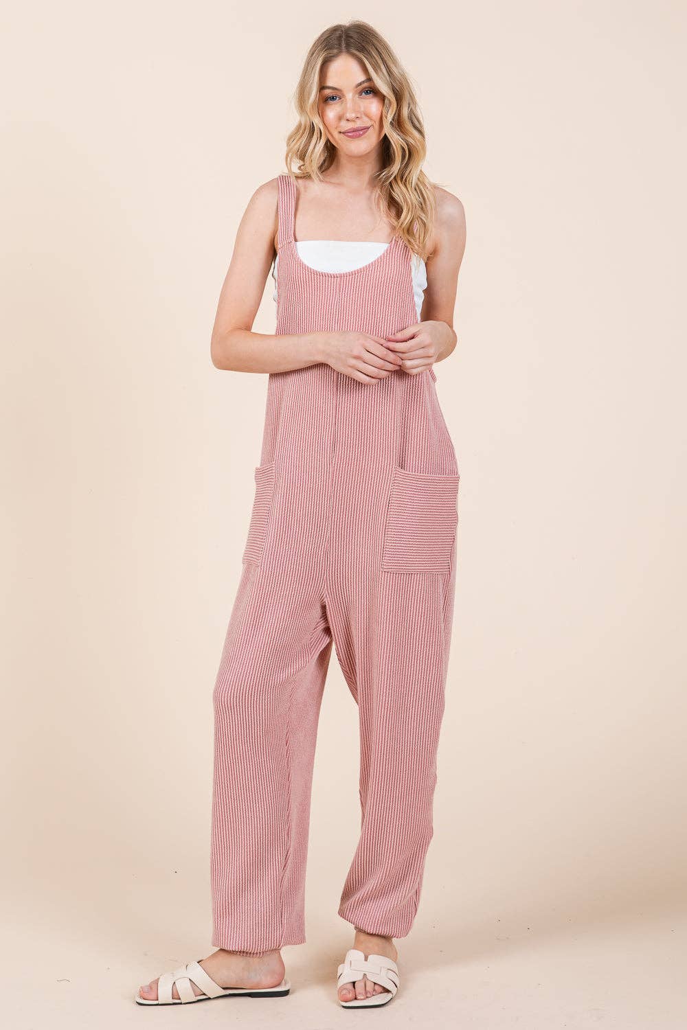 Textured Rib Overalls