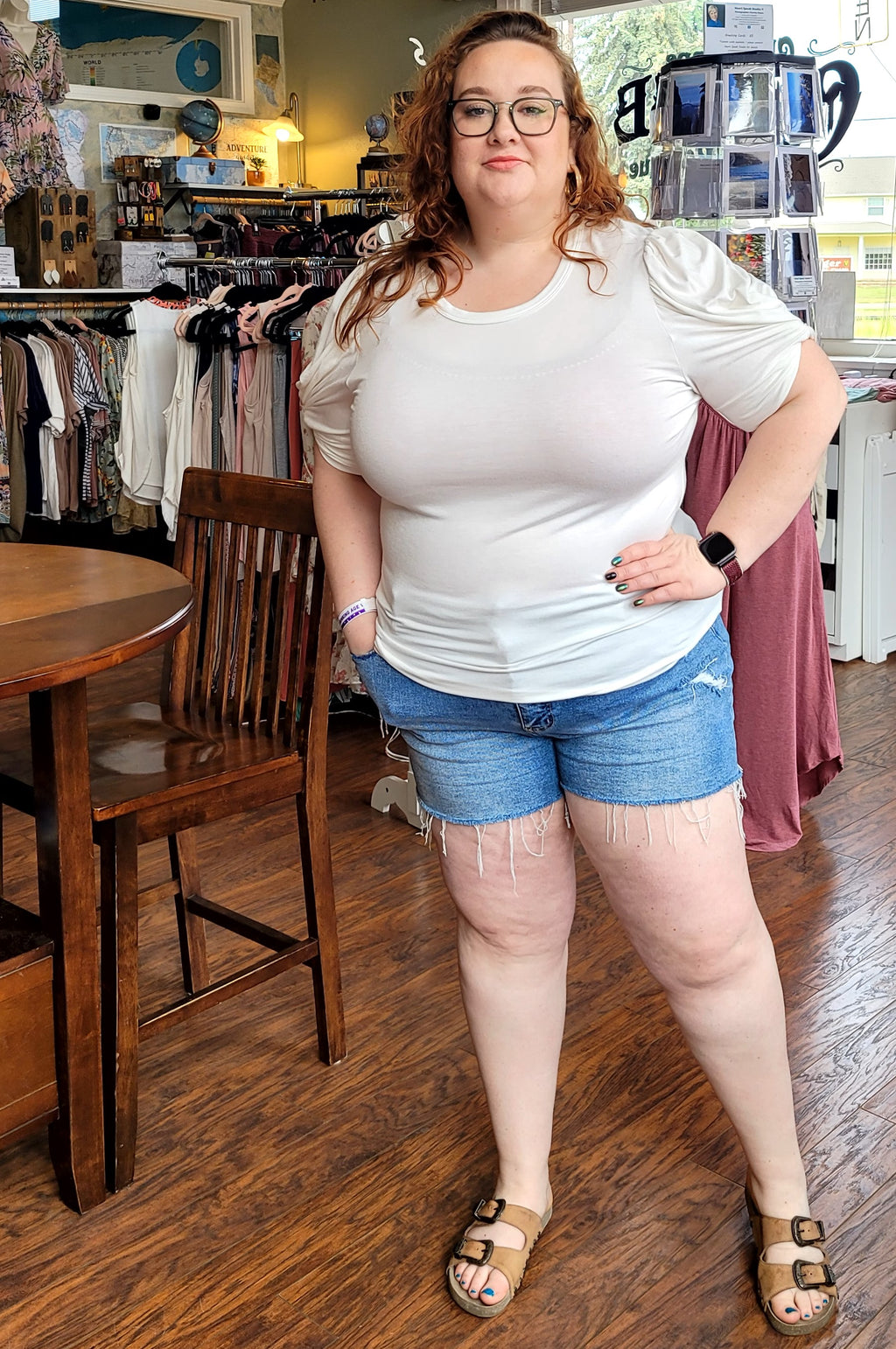 Plus Short Scrunched Sleeve top