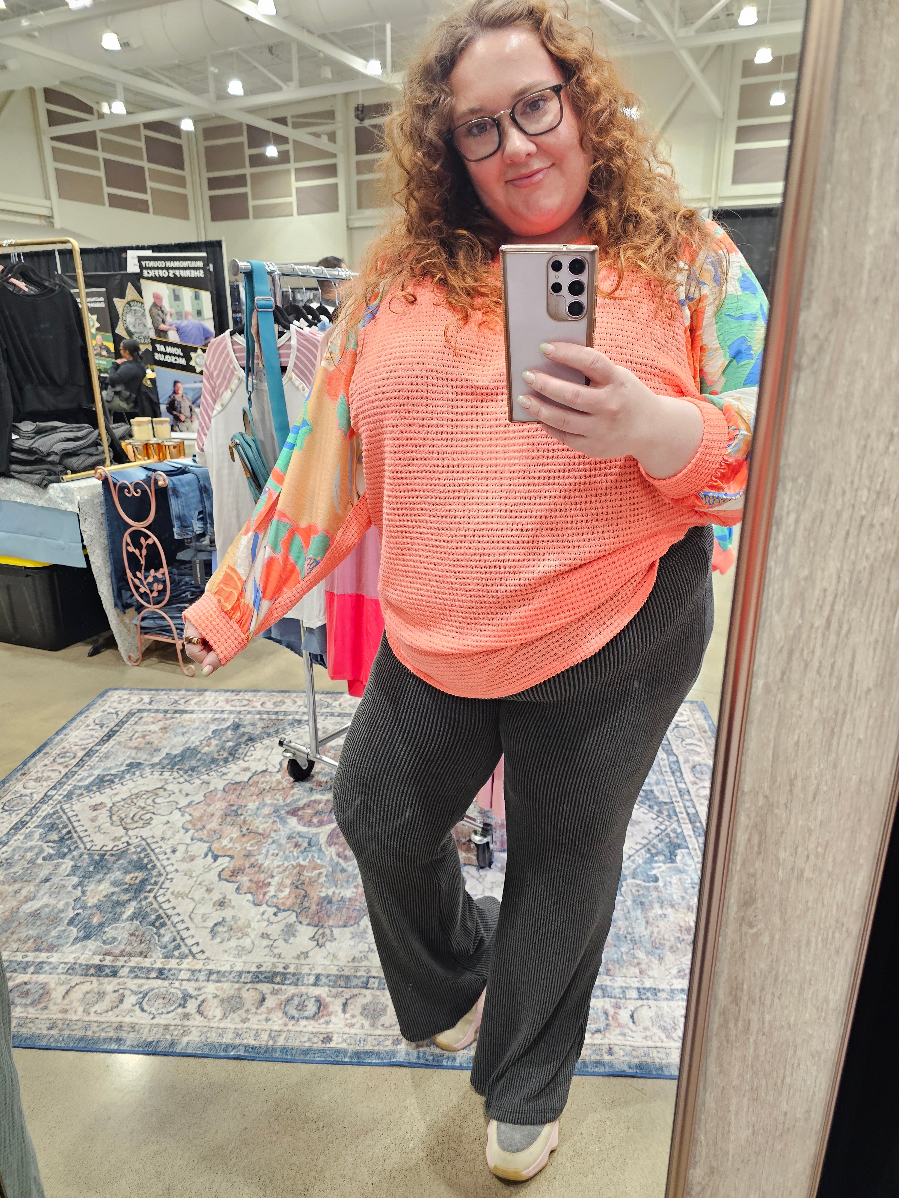 Plus Waffle Knit Colorful Top