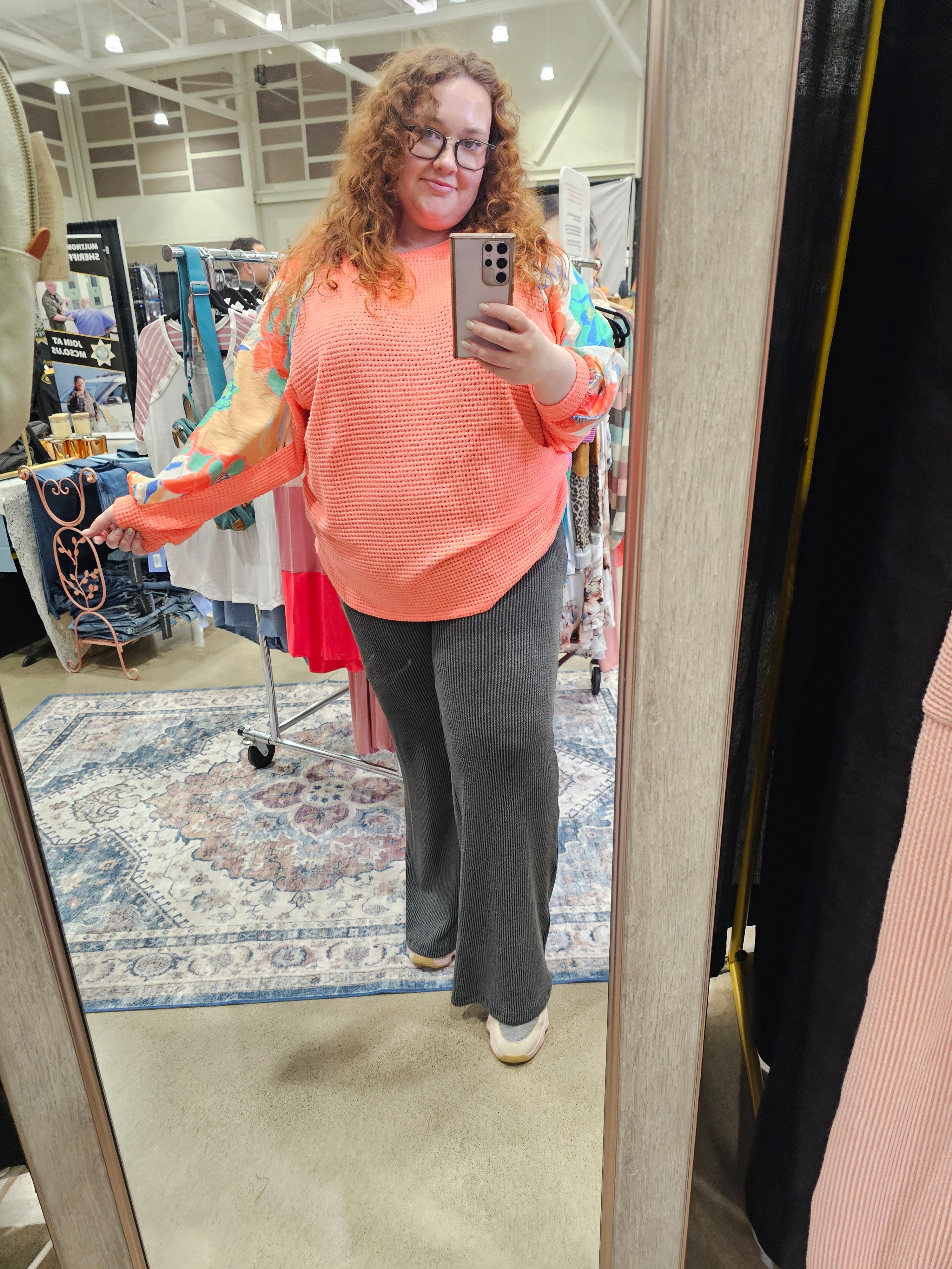 Plus Waffle Knit Colorful Top