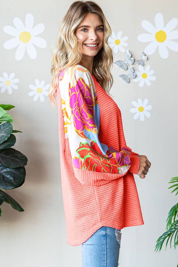 Plus Waffle Knit Colorful Top