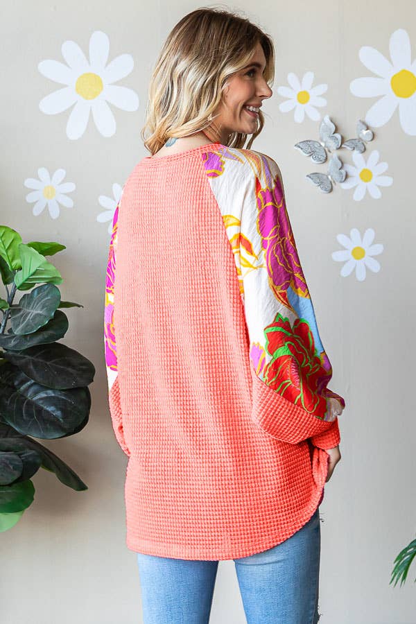 Plus Waffle Knit Colorful Top