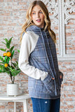 Vintage looking Plaid with Cable Knit Sleeve Hoodie