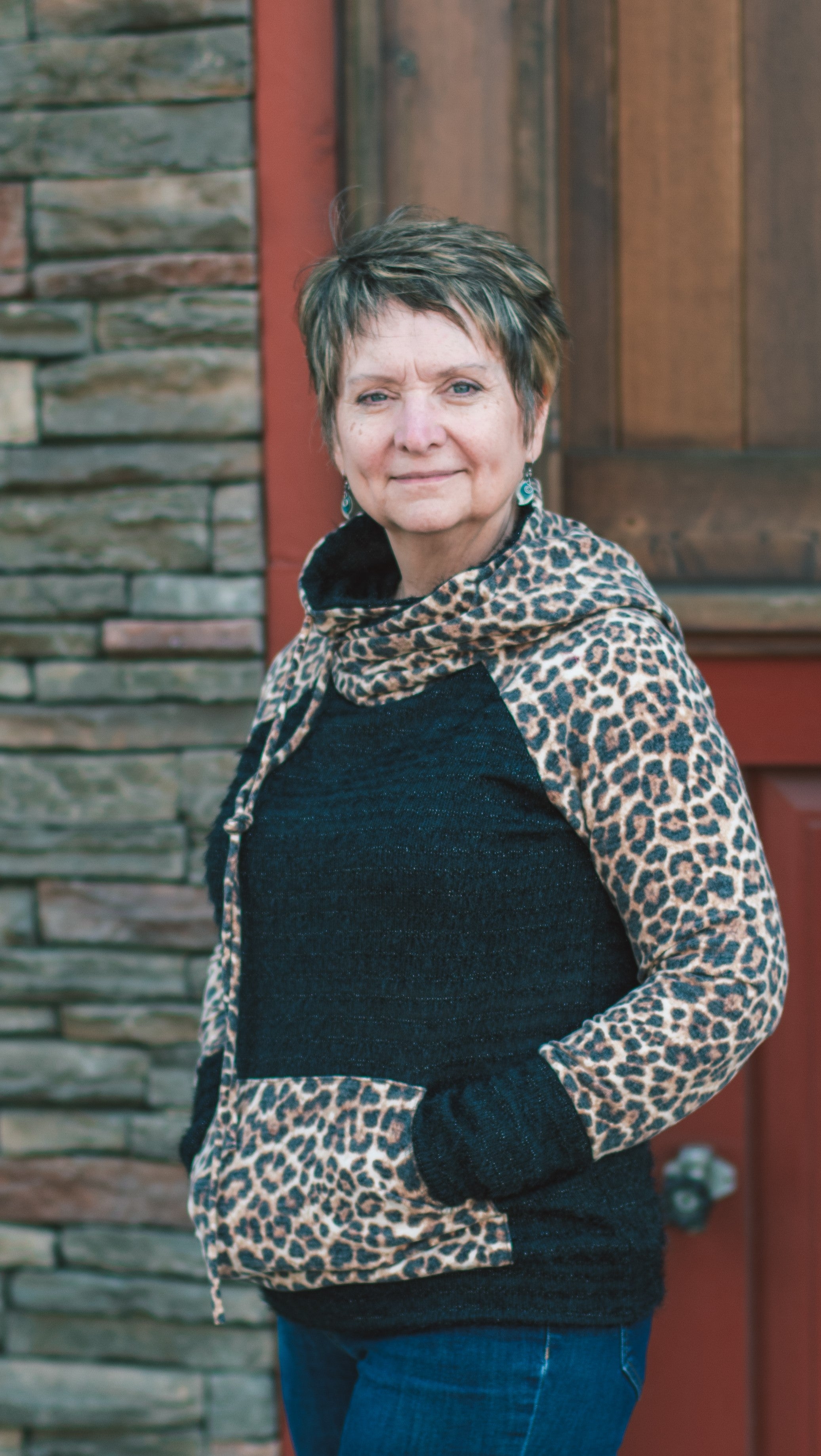 Fuzzy Sparkly Animal Print Hoodie