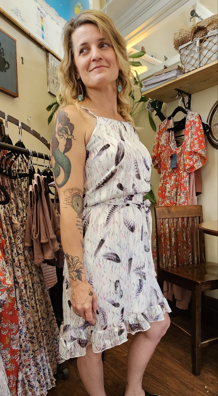 Textured Lurex Chiffon Ruffle Dress