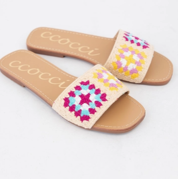 Square Pattern Crochet Sandals
