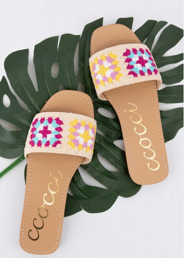 Square Pattern Crochet Sandals