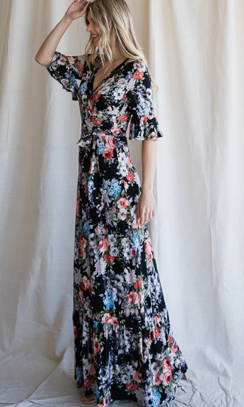 Floral gem maxi dress
