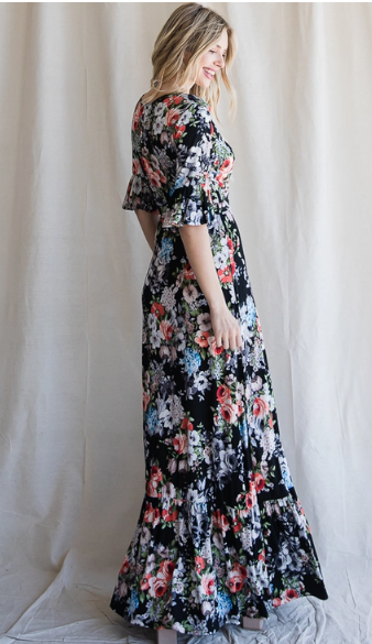 Floral gem maxi dress
