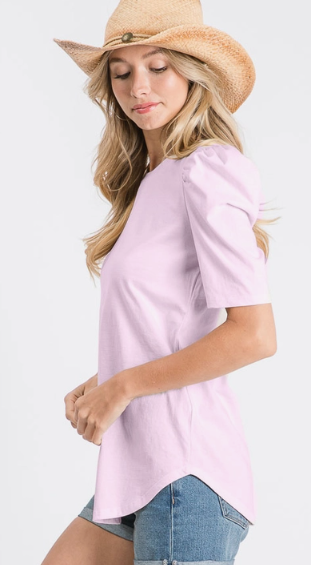 100% Cotton puff sleeve in light purple 
