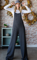 Solid Ribbed Overall Jumpsuit
