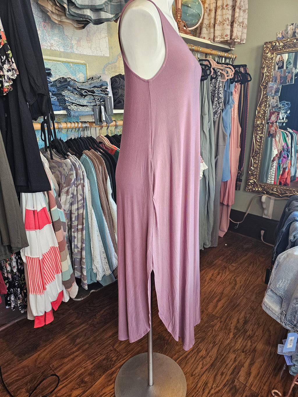 Soft Stretchy Cross back detail Dress Calf Length