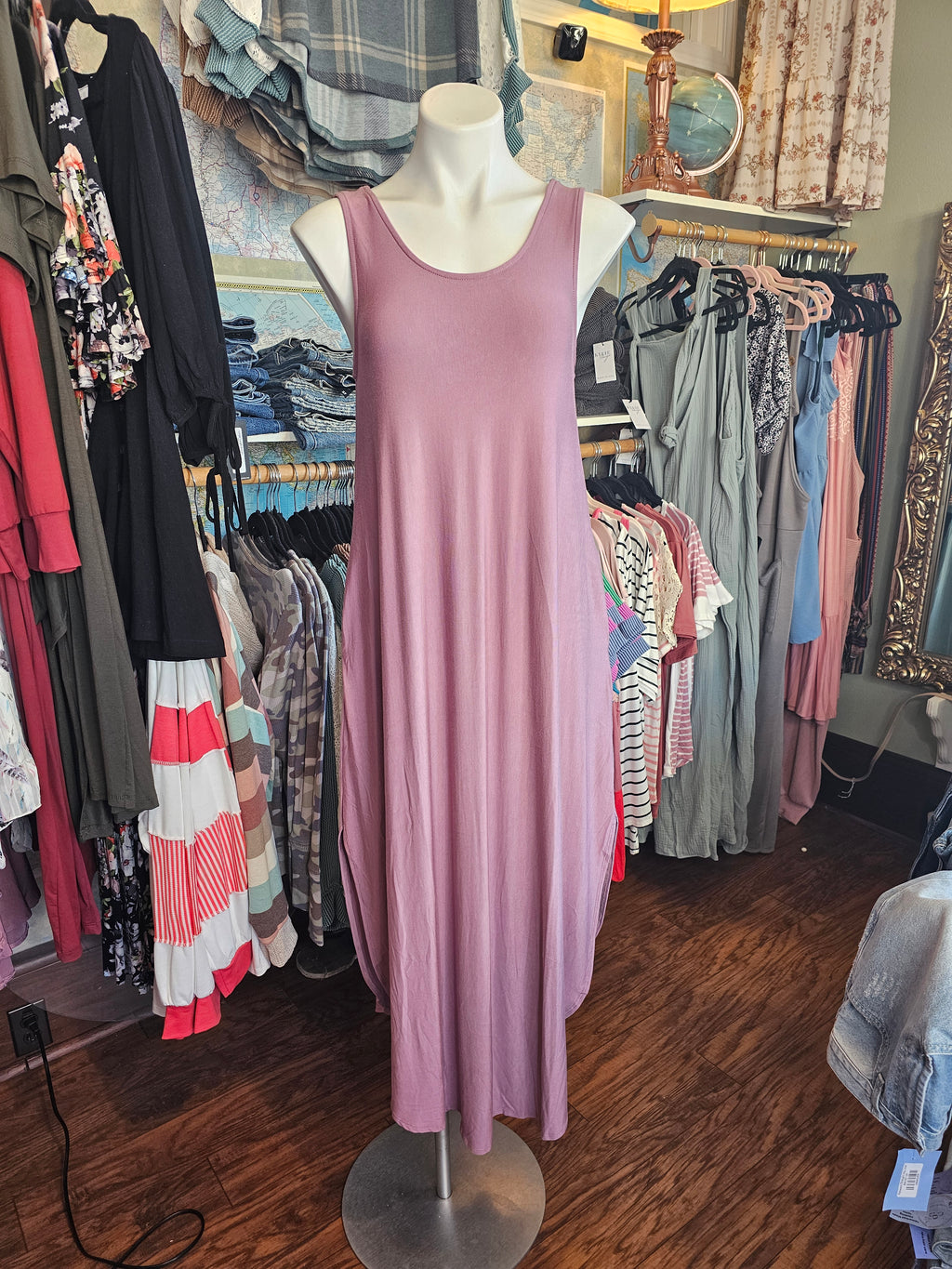 Soft Stretchy Cross back detail Dress Calf Length