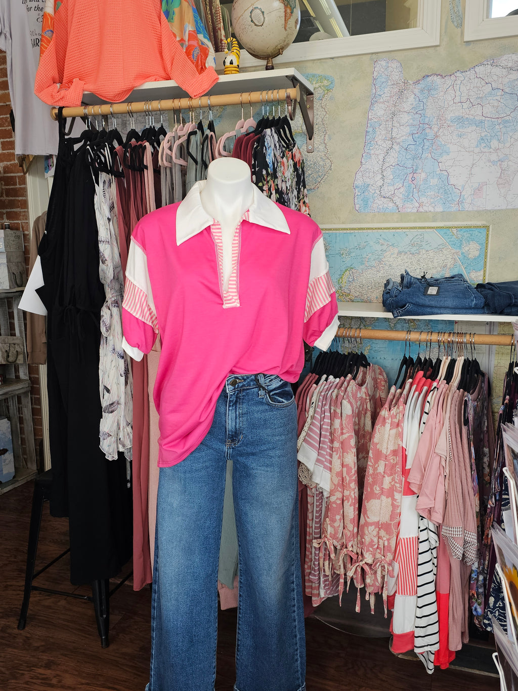 Bright Collared Short-sleeved Top