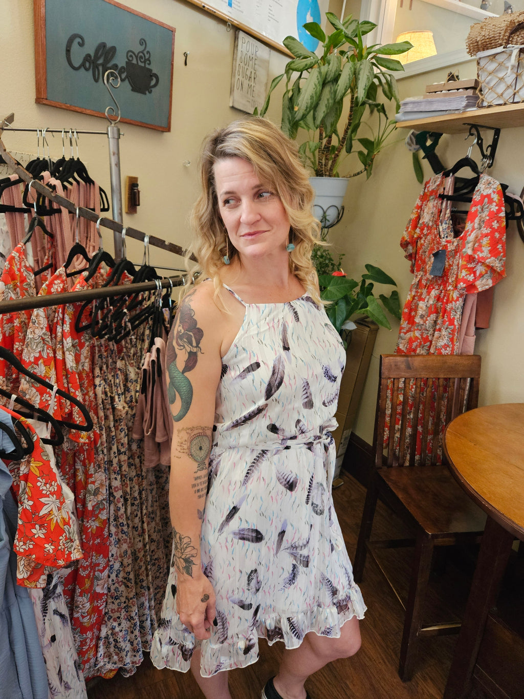 Textured Lurex Chiffon Ruffle Dress