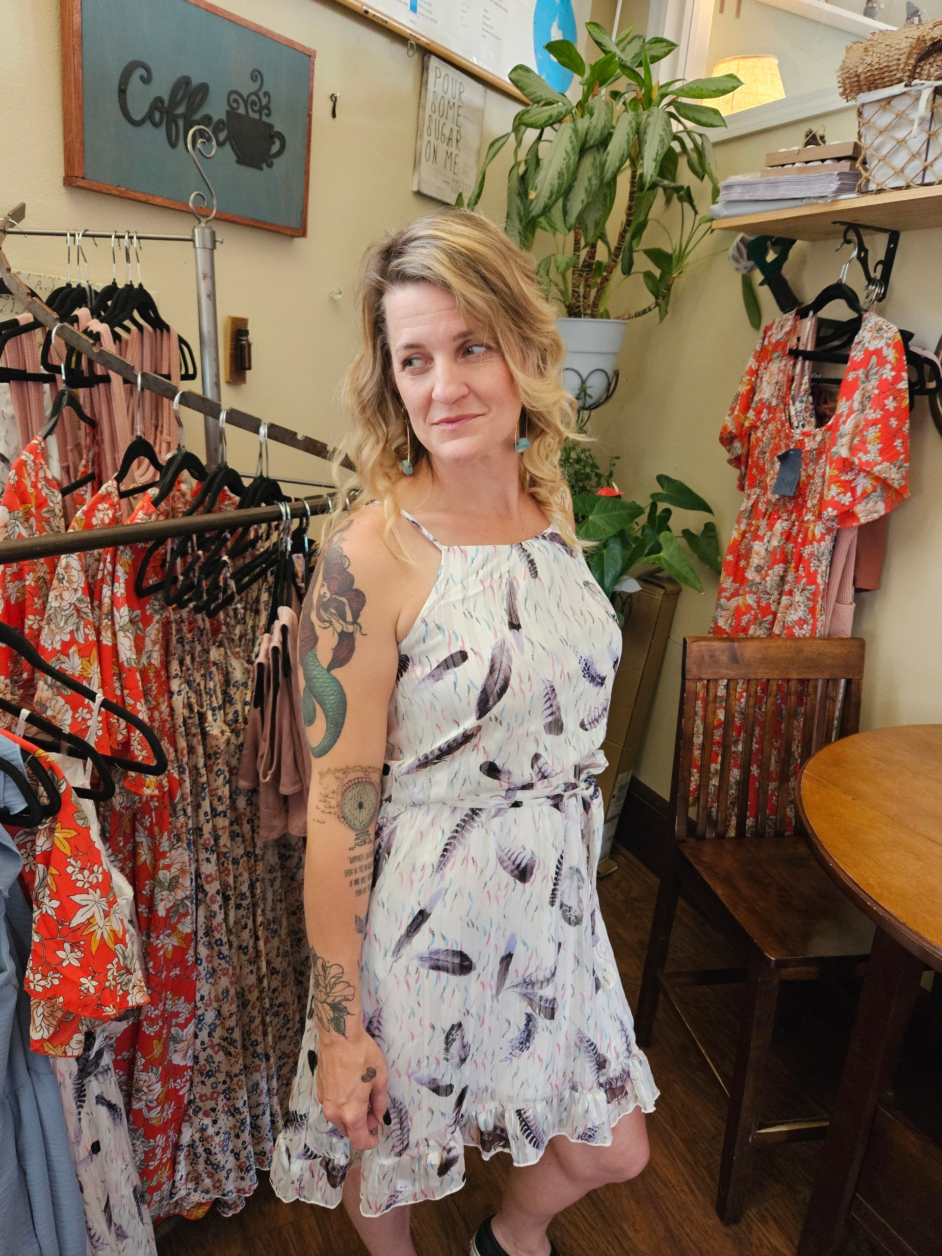 Textured Lurex Chiffon Ruffle Dress