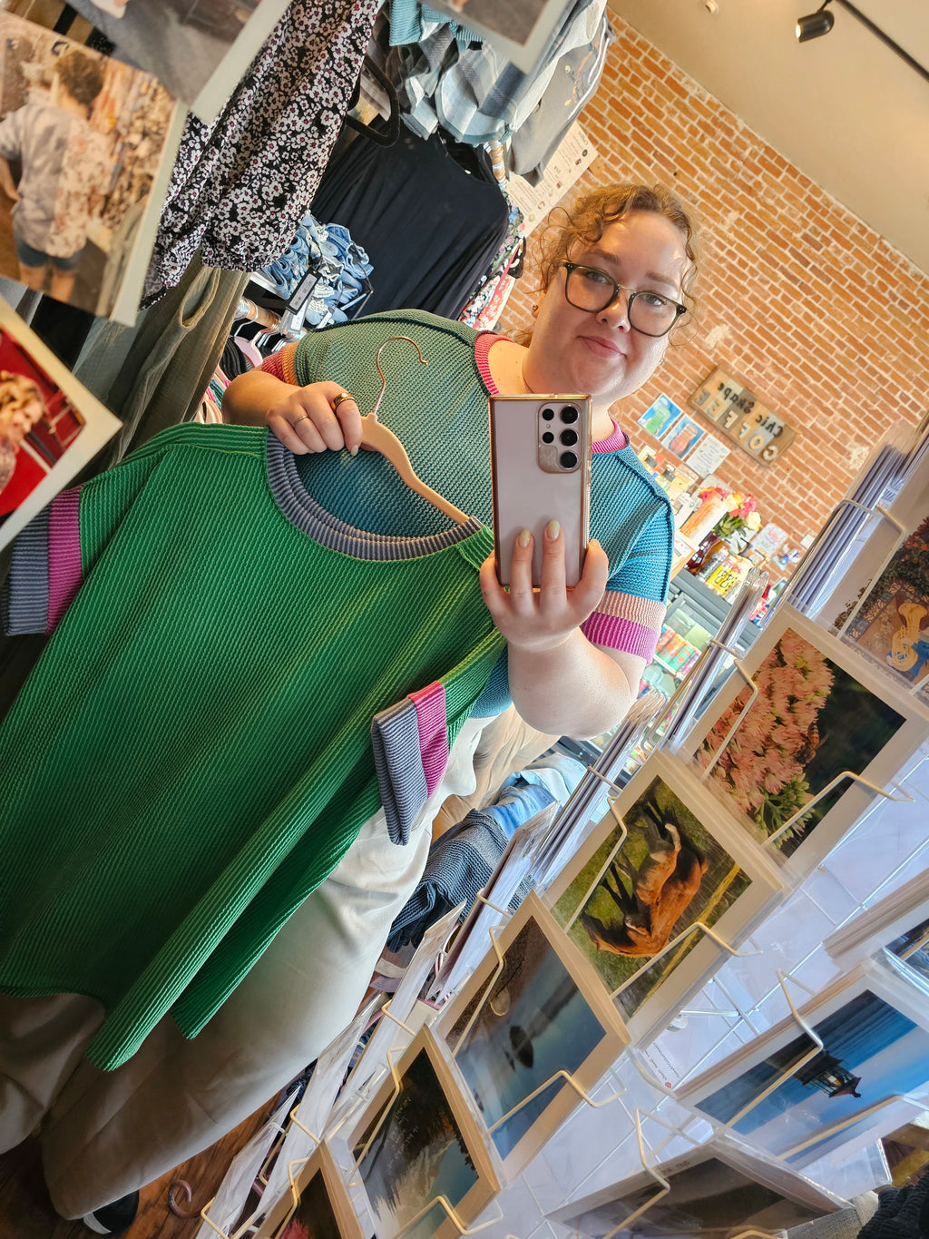 Plus Women's Round Neck Color Block Knit Top