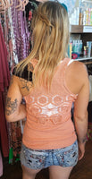 Peach Knit Lace Back Tank Top