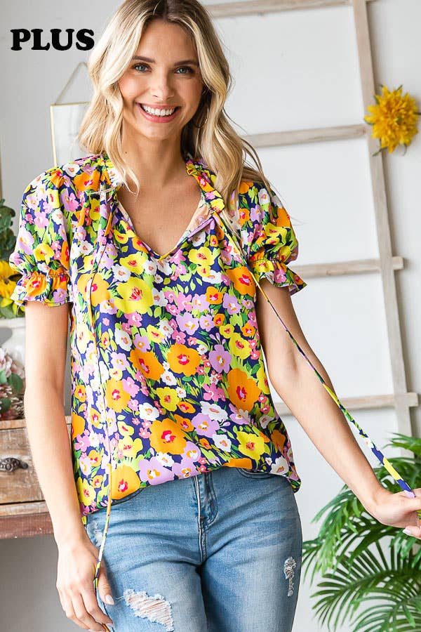 Plus Floral Print Blouse