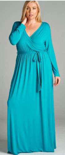 Plus Long Sleeve Solid Maxi Dress