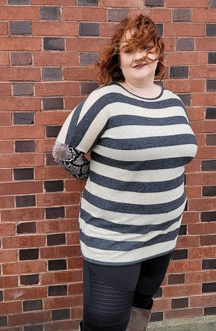 Plus Stripe Snake Skin Long Sleeve