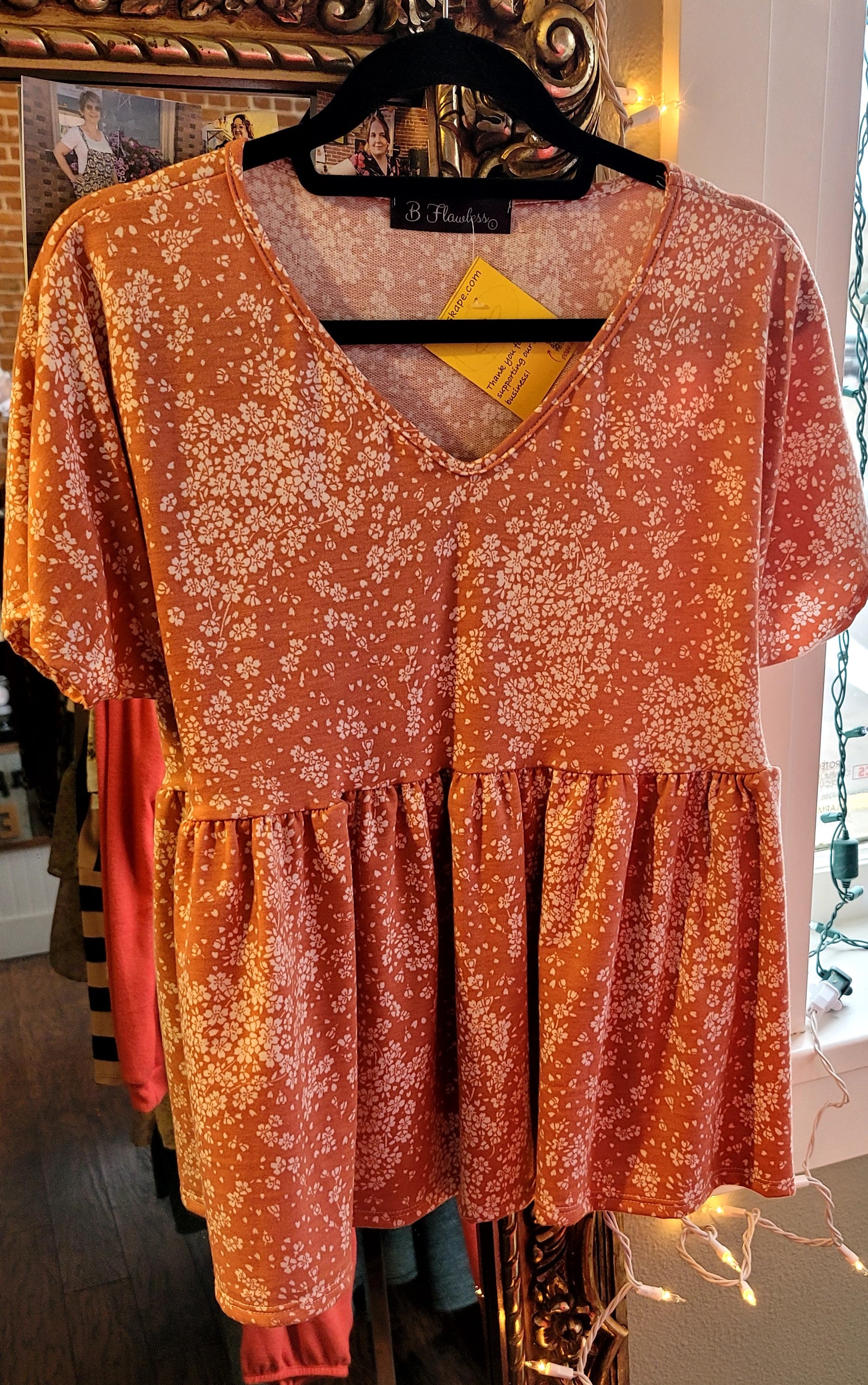 Short Sleeve Floral Peplum Top