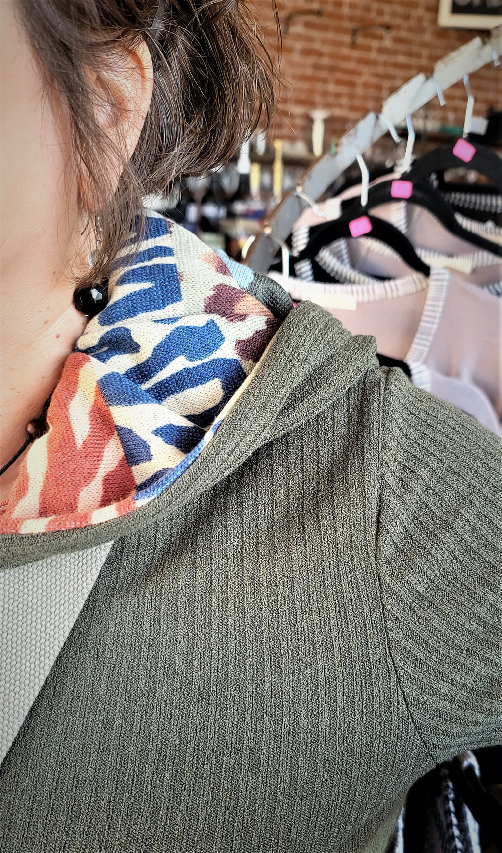 Plus Long Sleeve Ribbed Hoodie with Detailed Hood