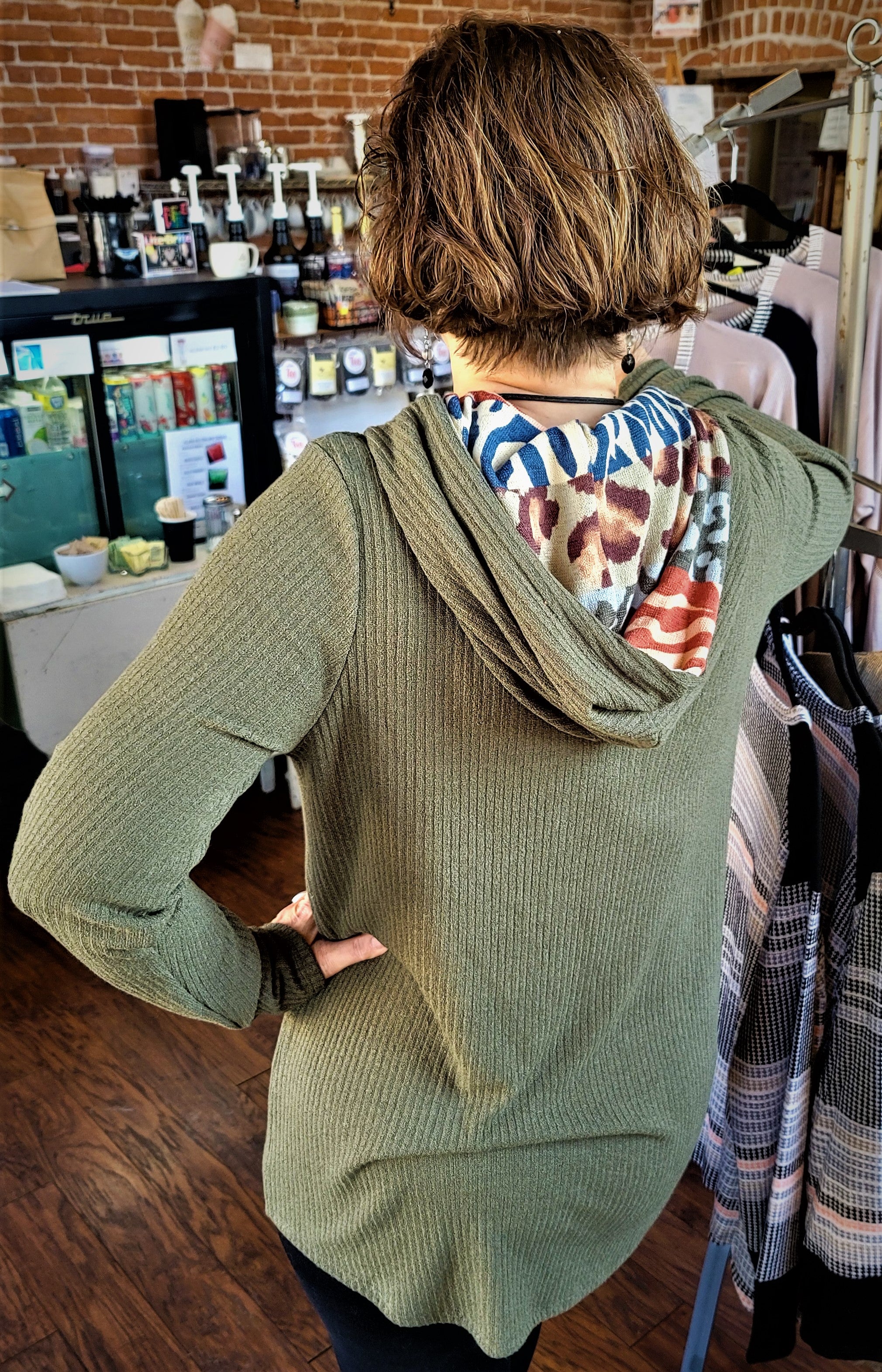 Plus Long Sleeve Ribbed Hoodie with Detailed Hood