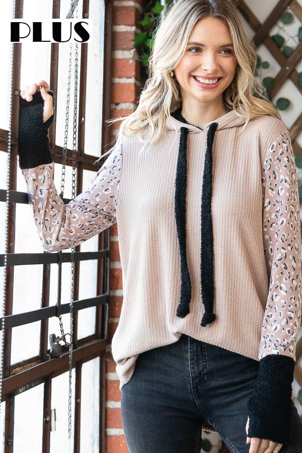 Plus Long Sleeve Ribbed Knit Block Long Sleeve