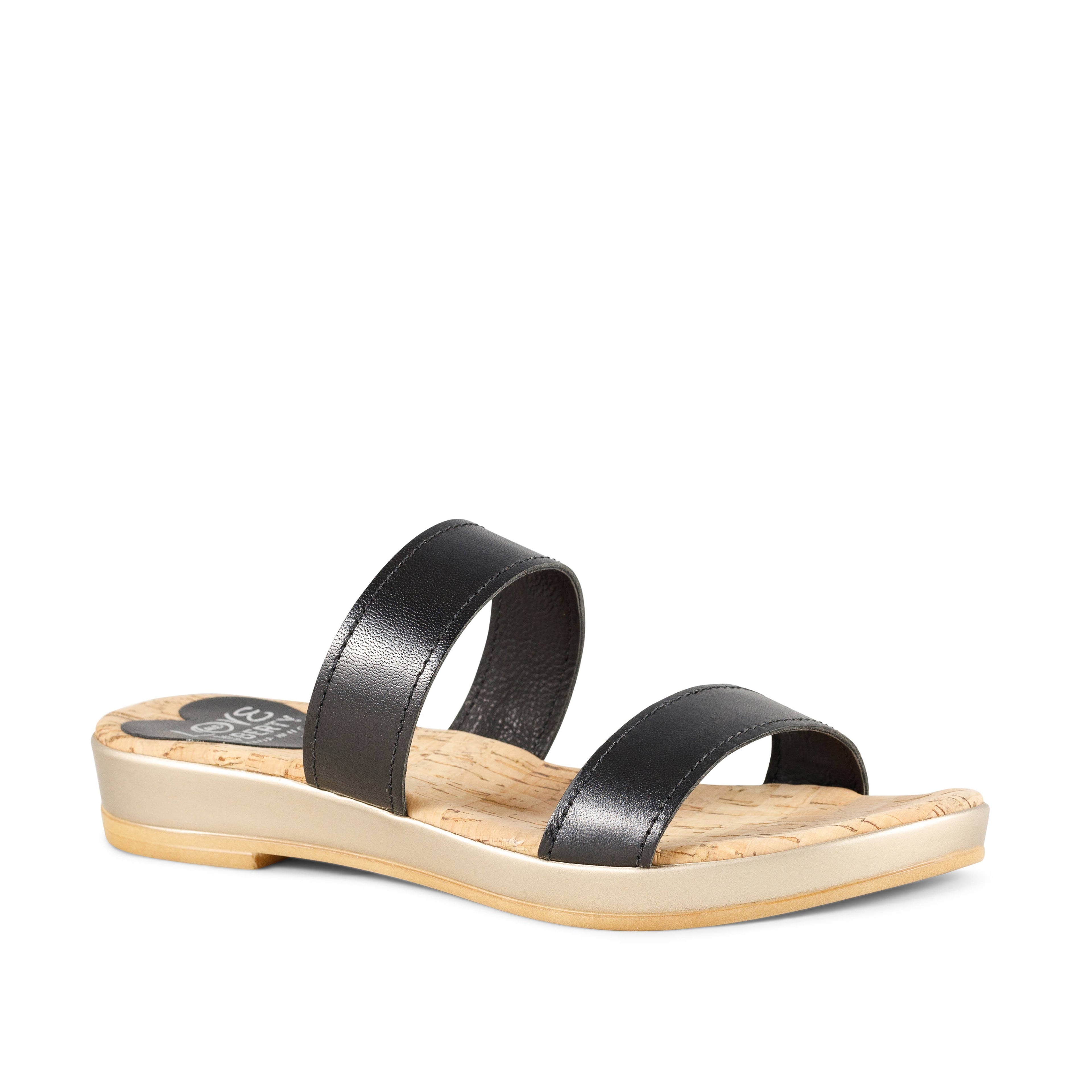 SONOMA 2 BAND BLACK LEATHER SANDAL