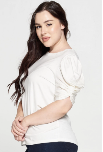 Plus Short Scrunched Sleeve top