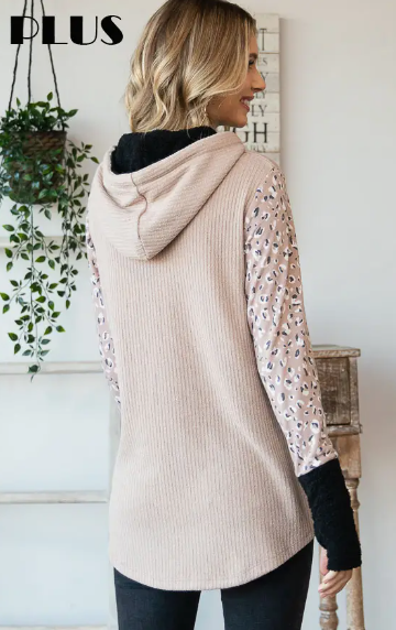 Plus Long Sleeve Ribbed Knit Block Long Sleeve