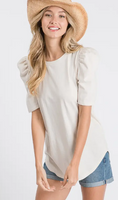 Cotton Puff Sleeve Top White