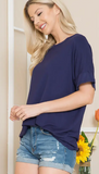 Loose Fit Tunic Top Navy