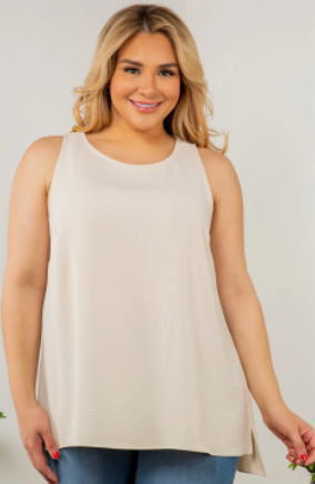 Plus hi-lo round neck tank top