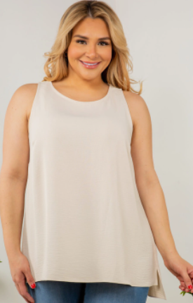 Plus hi-lo round neck tank top