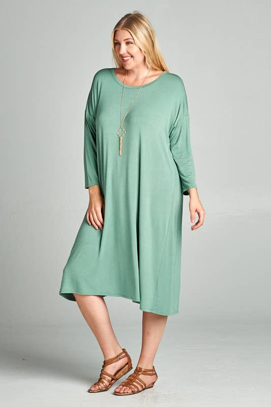Plus Size Solid Jersey Midi Dress 1X Plus Size Solid Jersey Midi Dress 1X