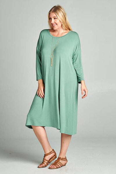 Plus Size Solid Jersey Midi Dress