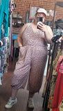 Plus Size Animal Print French Terry Jumpsuit