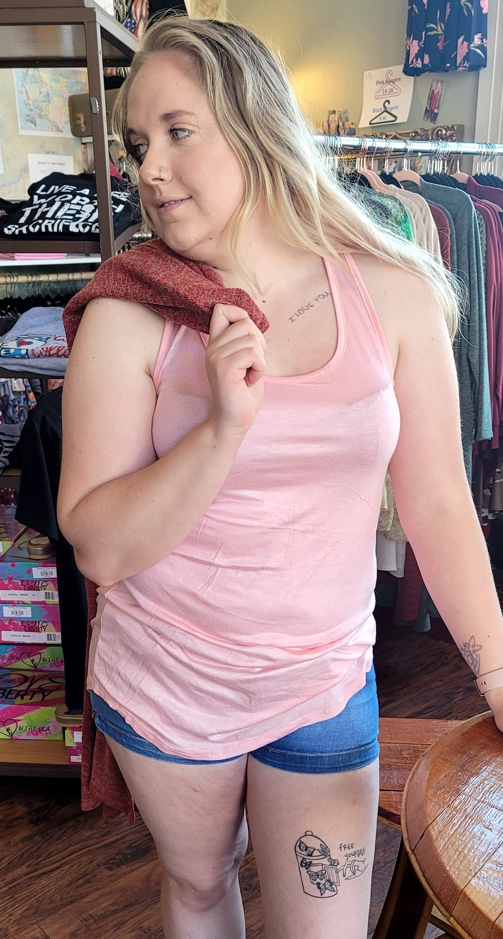 Round Neck Pink Tank
