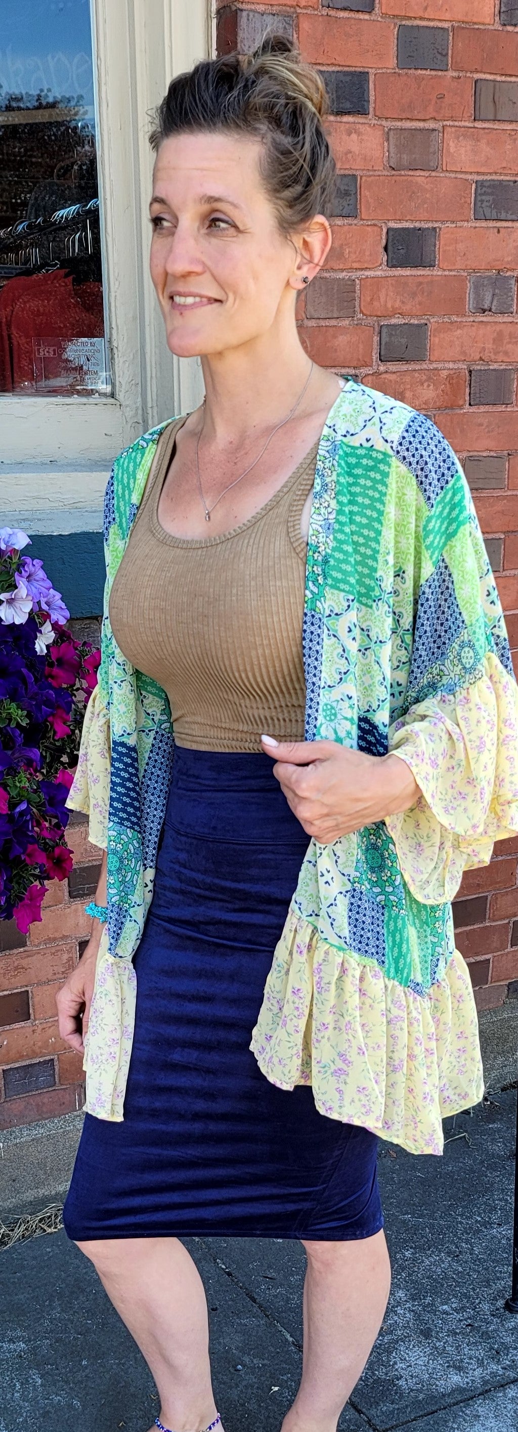 Navy Suede Pencil Skirt